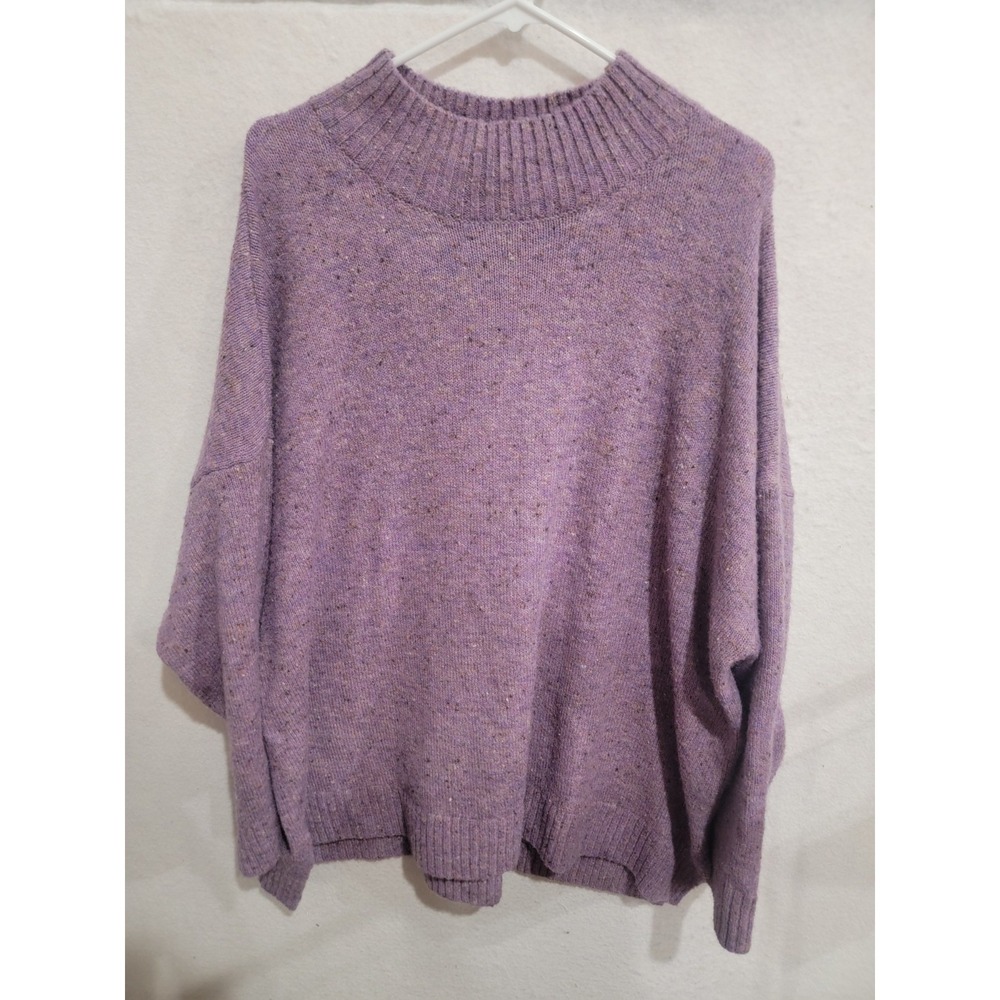 Well Worn Purple Speckled Mock Neck Sweater 2X Plus Size‎ Wool Blend Cottagecore